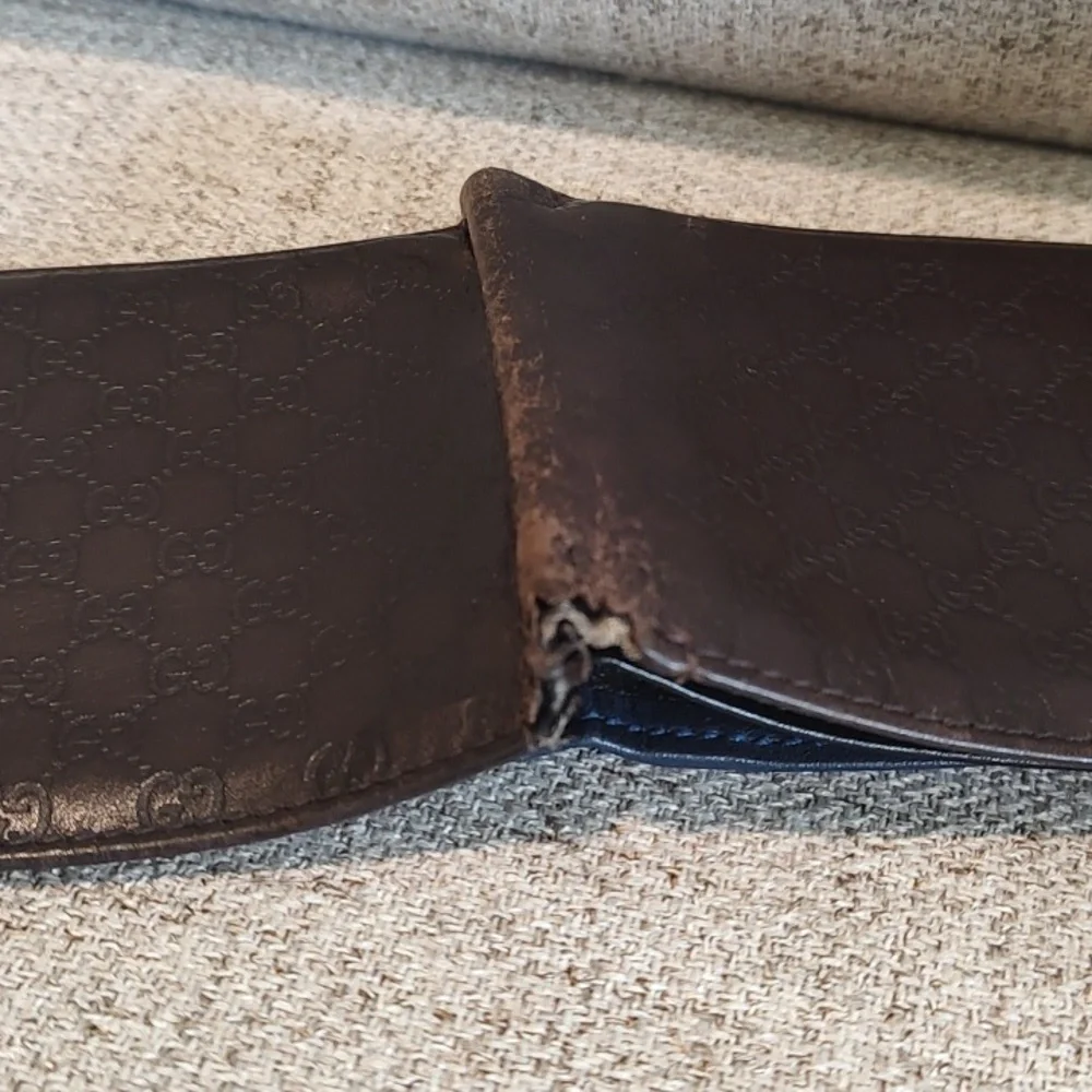 Gucci Microguccisima Brown/Color Block Leather Bifold Wallet-used-